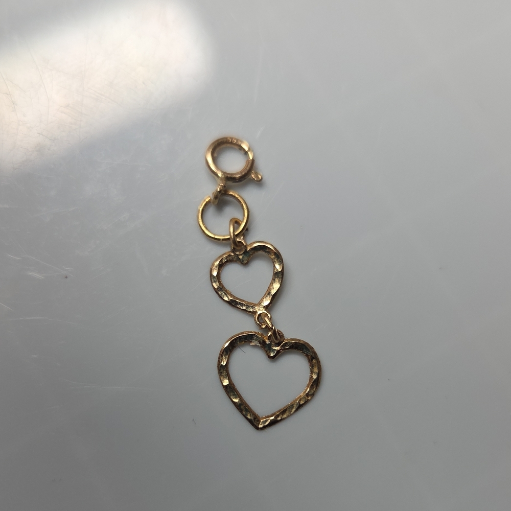 Gold Double Heart Pendant Necklace Charm (585)